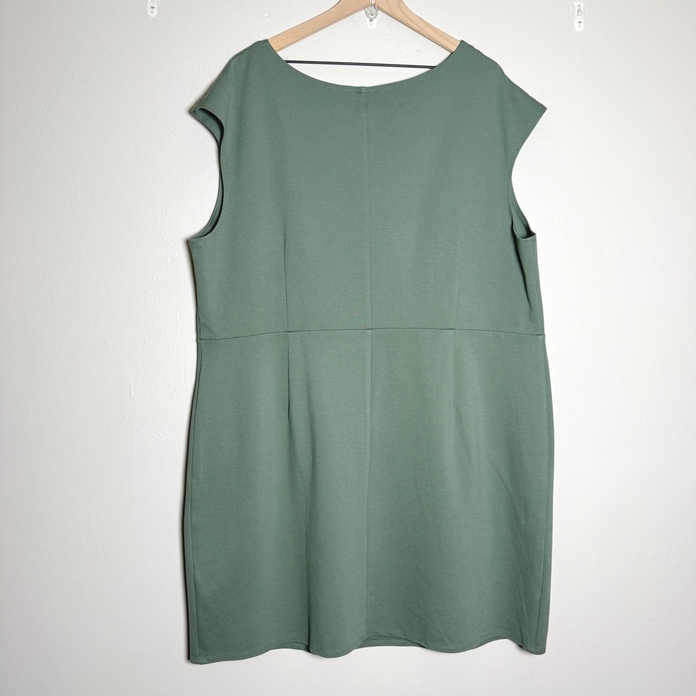 Nine West Womens Sheath Dress 3X Green Cap Sleeve Minimal Office Neutrals - Picture 3 of 9